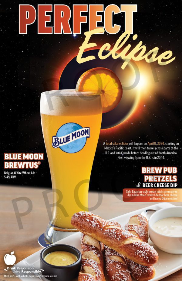 Solar Eclipse Blue Moon + Pretzels Table Card