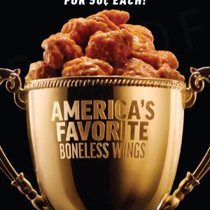 50 Cent Boneless Wings Table Tent